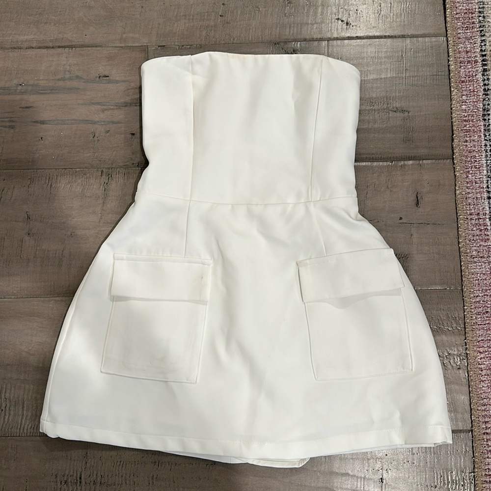 White Strapless Romper